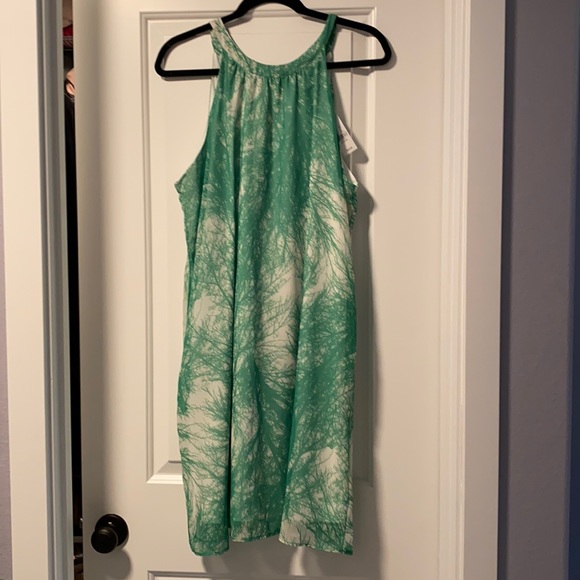 Green and white halter mini dress - Picture 1 of 4